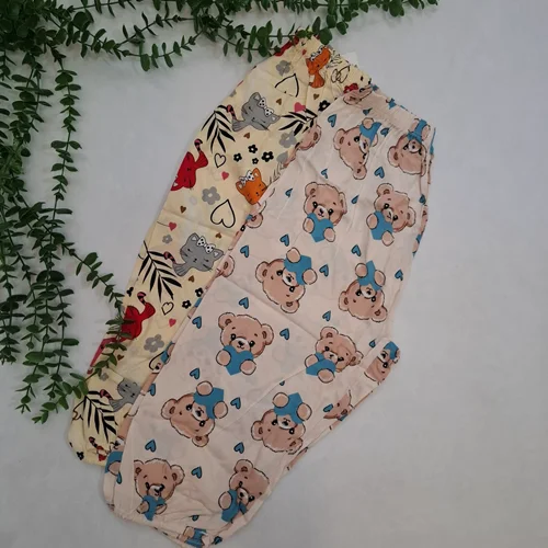 شلوارک نخی طرح خرس و گربه